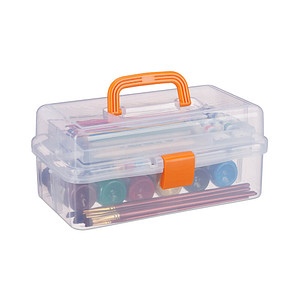 relaxdays Aufbewahrungsbox transparent, orange 33,0 x 39,0 x 17,0 cm