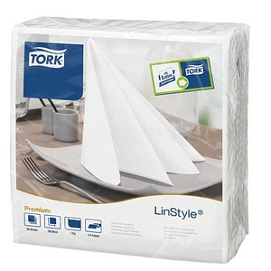 50 TORK Servietten LinStyle® Premium weiß 1-lagig 19,5 x19,5  cm