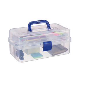 relaxdays Aufbewahrungsbox transparent, blau 33,0 x 39,0 x 17,0 cm