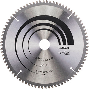 BOSCH Optiline Wood - Kreissägeblatt - für Holz - 254 mm - 80 Zähne (2608640437)