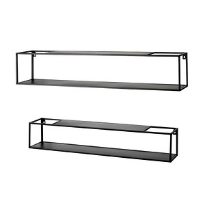 2 HAKU Möbel Wandregale-Set schwarz 85,0/75,0 x 17,0/14,0 x 17,0/14,0 cm