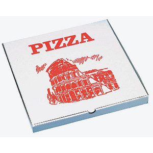 STARPAK Pizzakarton eckig, 300 x 30 0 x 30 mm, weiß/rot (6190005)