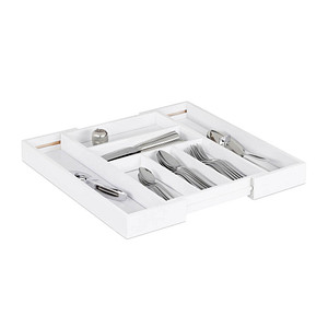 relaxdays Besteckkasten weiß