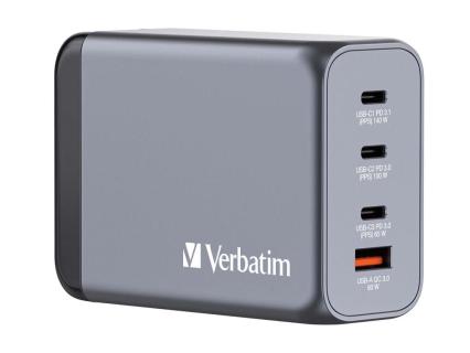 VERBATIM GNC-240 GaN Charger 4 Port 240W USB A/C (EU/UK/US)
