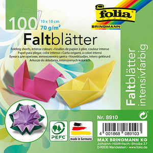 folia Faltblätter, 100 x 100 mm, 70 g/qm, 100 Blatt