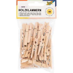 folia Holzklammern, natur, 3 Größen sortiert