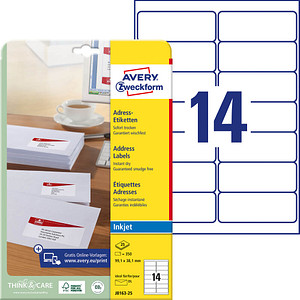 ZWECKFORM Avery - Adressetiketten - weiß - 99.1 x 38.1 mm - 350 Etikett(en) (25