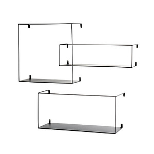 3 HAKU Möbel Wandregale-Set schwarz 40,0/50,0/55,0 x 18,0/16,0/20,0 x 40,0/15,0/25,0 cm