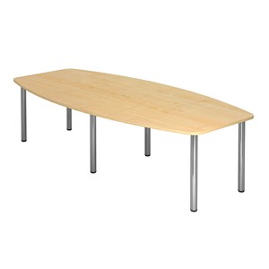 HAMMERBACHER Konferenztisch KT28C ahorn Tonnenform, Rundrohr chrom, 280,0 x 85,0 - 130,0 x 72,0 - 74,0 cm