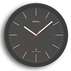 MAUL Wanduhr/Funkuhr MAULjump, Durchmesser: 305 mm, schwarz