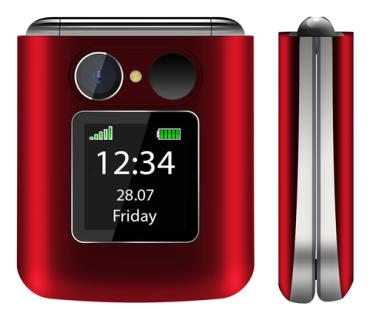 BEA-FON Fold 10 - 2G, Silver Line, Großtastenklapphandy, rot-silber 2G