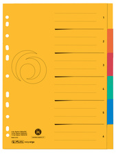 herlitz Karton-Register, A4 Überbreite, 6-teilig, blanko