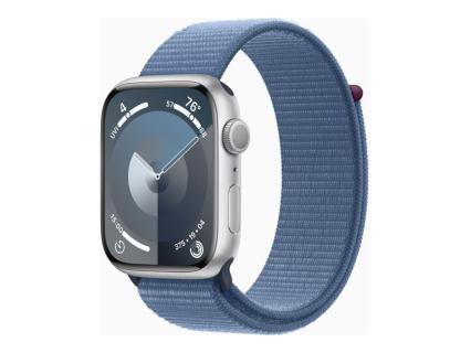 Apple Watch Series 9 45 mm Aluminium (GPS) Sport Loop  silber, sturmblau