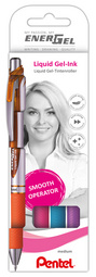Liquid Gel-Tintenroller EnerGel 4er Set orange,pink,hellblau,violett