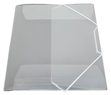 EXXO by HFP Eckspanner / Gummizugmappe / Sammelmappe, A4, aus PP, mit 30mm Füllhöhe, mit Gummizug und 3 Einschlagklappen im Rückendeckel, Farbe: transparent – 1 Stück