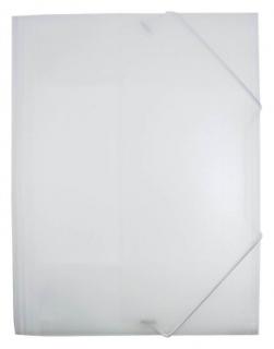 EXXO by HFP Eckspanner / Gummizugmappe / Sammelmappe, A4, aus PP, mit 30mm Füllhöhe, mit Gummizug und 3 Einschlagklappen im Rückendeckel, Farbe: natur– 1 Stück