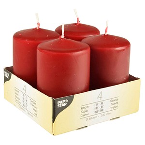 4 PAPSTAR Kerzen bordeaux