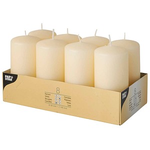 PAPSTAR Stumpenkerze, Durchmesser: 50 mm, creme, 8er