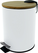 HELIT Tret-Abfallbehälter "the bamboo", 3 Liter, weiß aus pulverbeschichtetem S