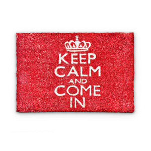 relaxdays Kokosmatte KEEP CALM AND COME IN rot 40,0 x 60,0 cm