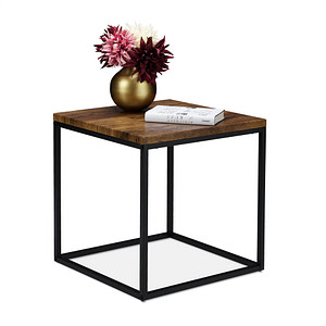 relaxdays Beistelltisch Holz braun, schwarz 45,0 x 45,0 x 45,0 cm