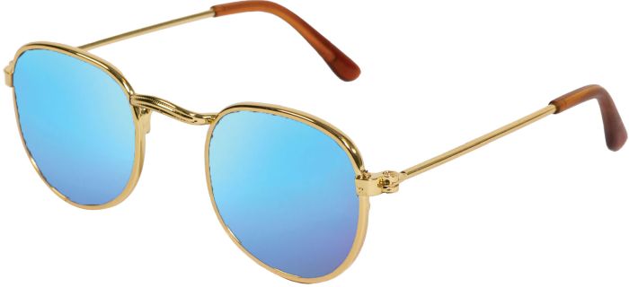 Pu-Sonnenbrille, gold, blau verspiegelt