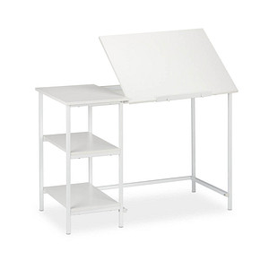 relaxdays Schreibtisch weiß rechteckig 4-Fuß-Gestell weiß 110,0 x 55,0 cm