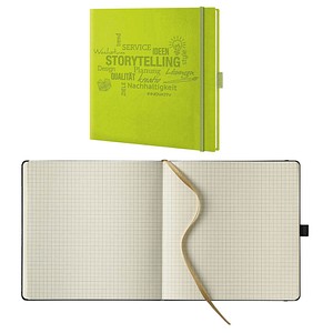 Lediberg Notizbuch Storytelling quadratisch kariert, lemongreen Hardcover 248 Seiten