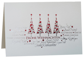 RÖMERTURM Weihnachtskarte "Silberrote Weihnachtsbäume