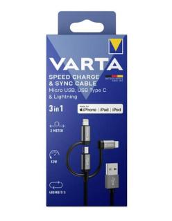 VARTA Ladekabel Speed Charge & Sync cable 3in1, 2 m