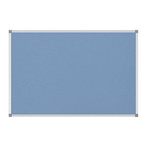 Pinnboard Standard 90/120 hellblau Textil Alurahmen, Ecken grau