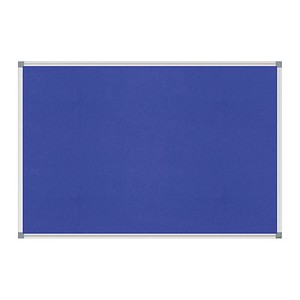 Pinnboard Standard 90/120 blau Textil Alurahmen, Ecken grau