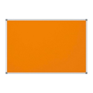 Pinnboard Standard 90/120 orange Textil Alurahmen, Ecken grau