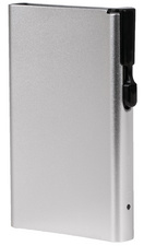 CLICKSAFE Kartenetui mit Clickbutton & RFID Schutz, silber