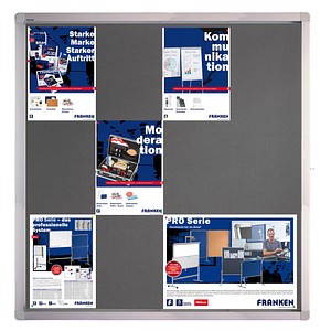 FRANKEN Schaukasten ECO für 12x DIN A4, Filz-Rückwand, grau