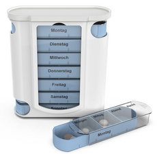 HARO Medikamentendosierer, für 7 Tage, 4 Fächer, blau/weiß