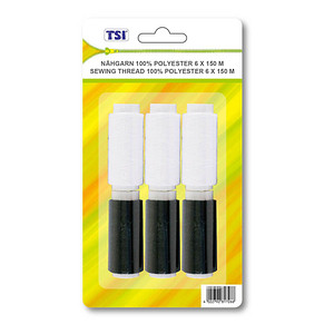 TSI Nähgarn-Set matt schwarz/weiß 0,8 mm x 6x 150,0 m