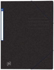 Eckspannmappe, DIN A4, 390g, schwaz 3 Einschlagklappen, Gummiband,