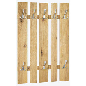 HAKU Möbel Wandgarderobe 15617 braun Holz 8 Haken 65,0 x 100,0 cm