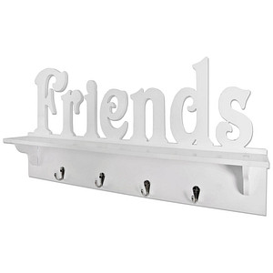 HAKU Möbel Wandgarderobe 28305 weiß Holz 4 Haken 60,0 x 30,0 cm