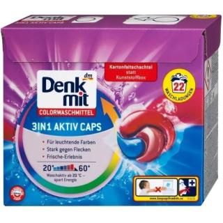 Denkmit 3 in 1 Aktive Caps, COLOR | 22 Stück Waschmittel Pods für farbige Wäsche