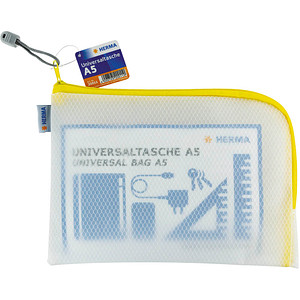 HERMA Reißverschlusstasche "Mesh Bags", DIN A5, gelb
