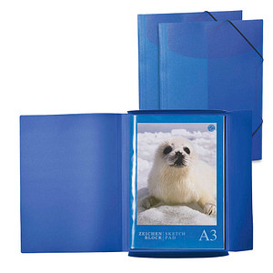 3 HERMA Zeichenmappen DIN A3 dunkelblau transparent
