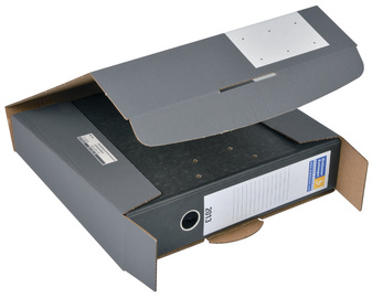 COLOMPAC Ordner-Versandkarton, grau, für schmale A4 Ordner mit Rückenbreite bis