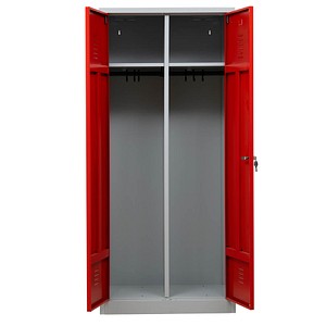 Gürkan Spind lichtgrau, feuerrot 103930, 1 Schließfach 80,0 x 50,0 x 180,0 cm