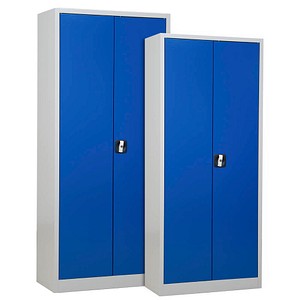 2 Gürkan Stahlschränke 111307 lichtgrau, enzianblau 92,0 / 80,0 x 42,0 / 38,0 x 195,0 / 180,0 cm