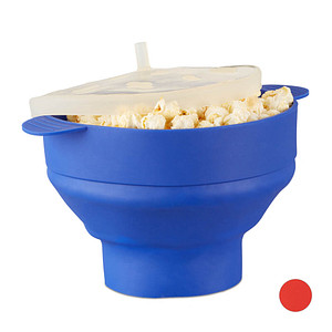 relaxdays Popcornmaker für Mikrowelle 14,5 cm hoch blau