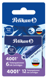 PELIKAN Tintenpat 4001 TP/6-2B k.-blau fuer Patronenfuellhalter loesch- auswasc