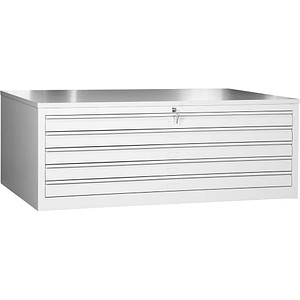 Gürkan Planschrank lichtgrau mit 5 Schubladen 140,0 x 95,0 x 53,0 cm