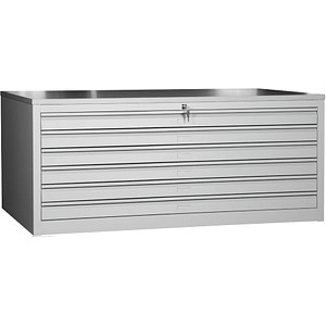Gürkan Planschrank lichtgrau mit 6 Schubladen 140,0 x 95,0 x 62,0 cm